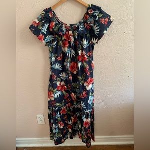 Vintage Hilo Hattie floral hibiscus Hawaiian tropical dress L
